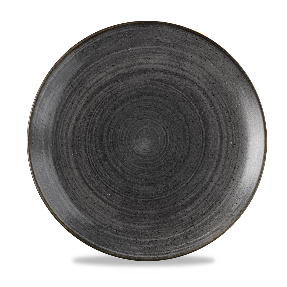 Churchill Super Vitrified Stonecast Raw Black Flach Coup Teller 28.8Cm, 12 Stück
