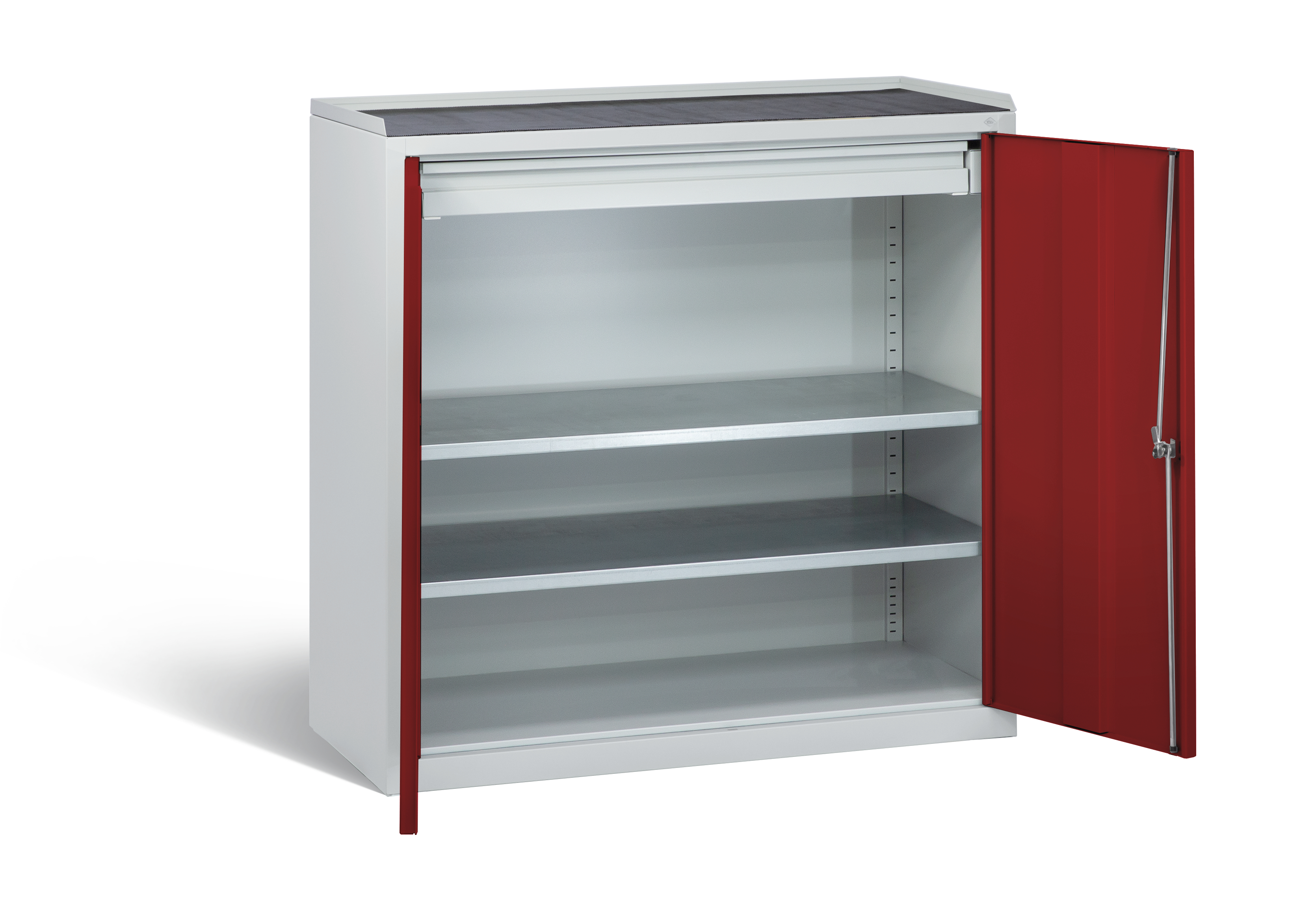 C+P Stahl-Flügeltürenschrank Serie 89, H1000xB100xT500mm, 7035/3003