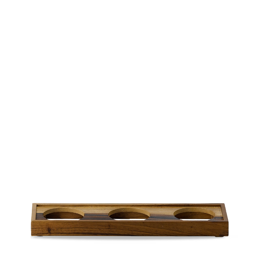 Alchemy Buffetscape Wood - Aufsatz mit 3 Ausnehmungen für Bowls, 44.5x12.8x4cm, 4 Stück, rustikales Akazienholz, rechteckig