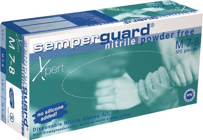 Einweghandschuh SEMPERGUARD NITRIL XPERT SEMPERMED Gr.8-9 blau Nitril 100 St/Box