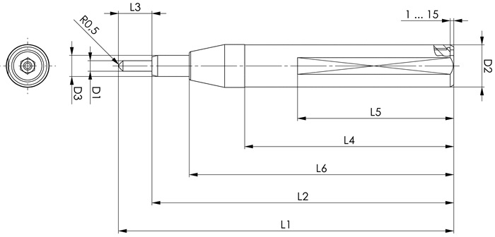 Markierungswerkzeug Slimline Nr.1590MSL Spann-D.3mm Weldon Schaft-D.12mm AMF