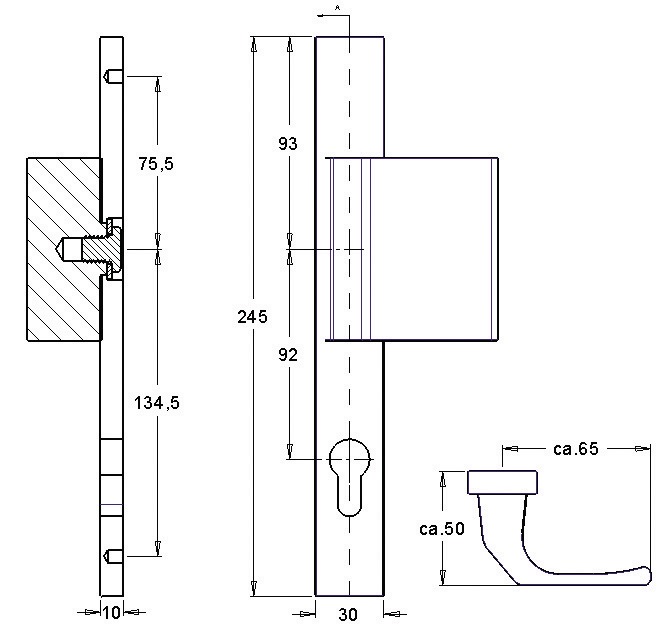 Profiltürgarnitur PAN 1200/K9/9203 Alu.F1 PZ f.TS 68-75mm EDI