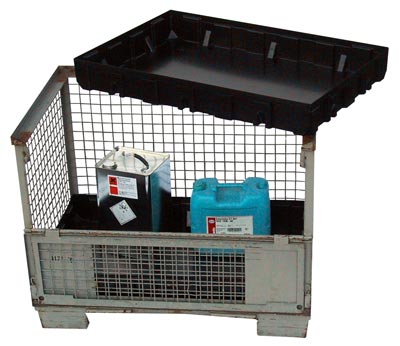 Gitterbox-Einsatzwanne aus ABS, Auffangvolumen 120 l, Farbe schwarz, ohne Gitterrost, BxTxH 1180x780x145 mm