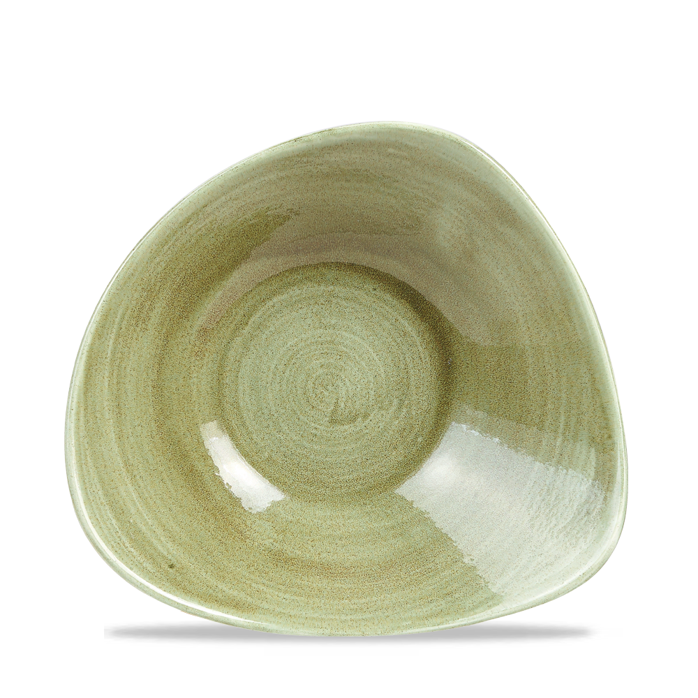 Churchill Super Vitrified Stonecast Patina Burnished Green Bowl Dreieck, 23,5 cm / 60 cl, 12 Stück