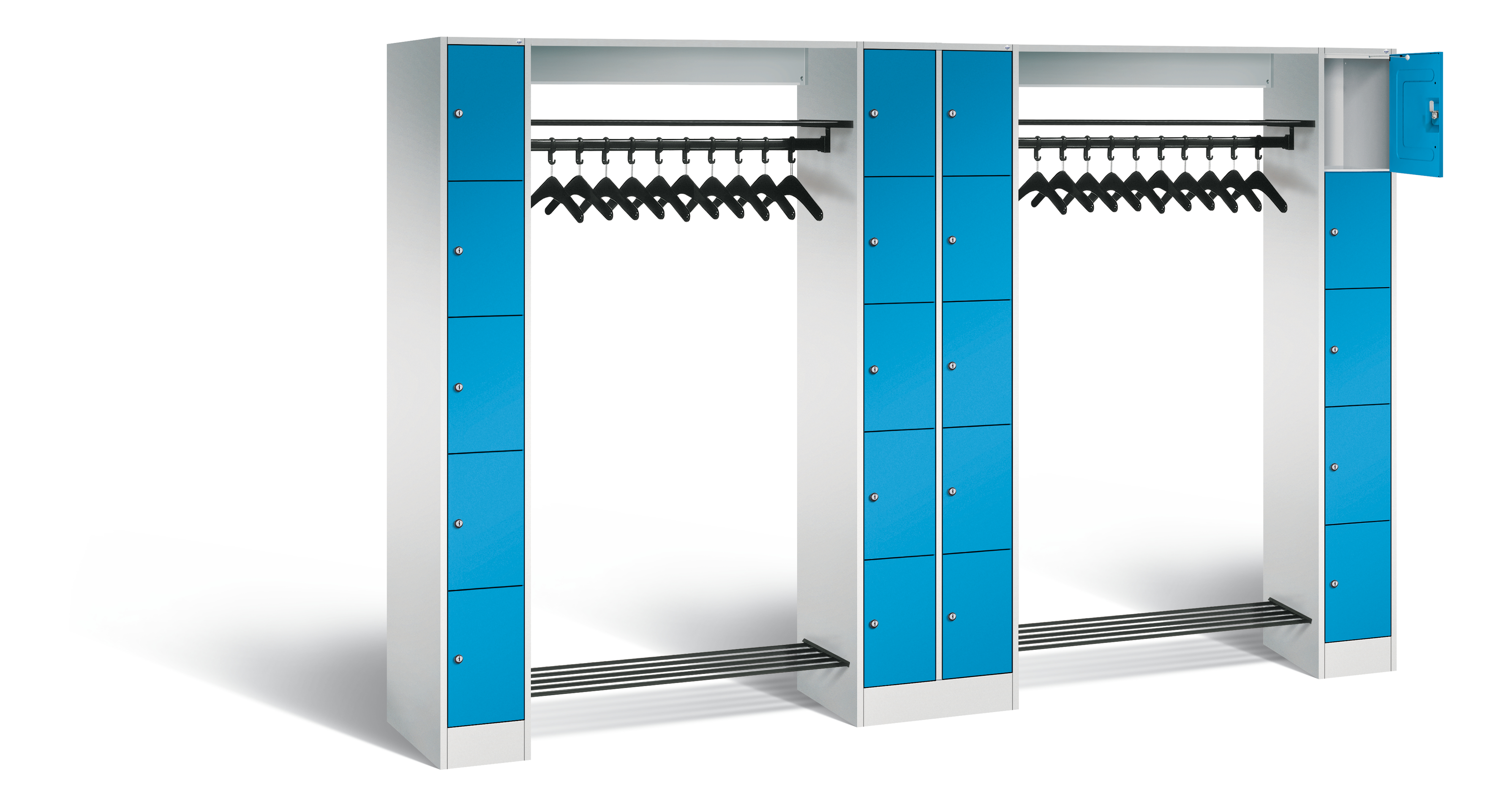 C+P Offene Garderobe Vesto, H1950xB2840xT480mm, 7035/5012