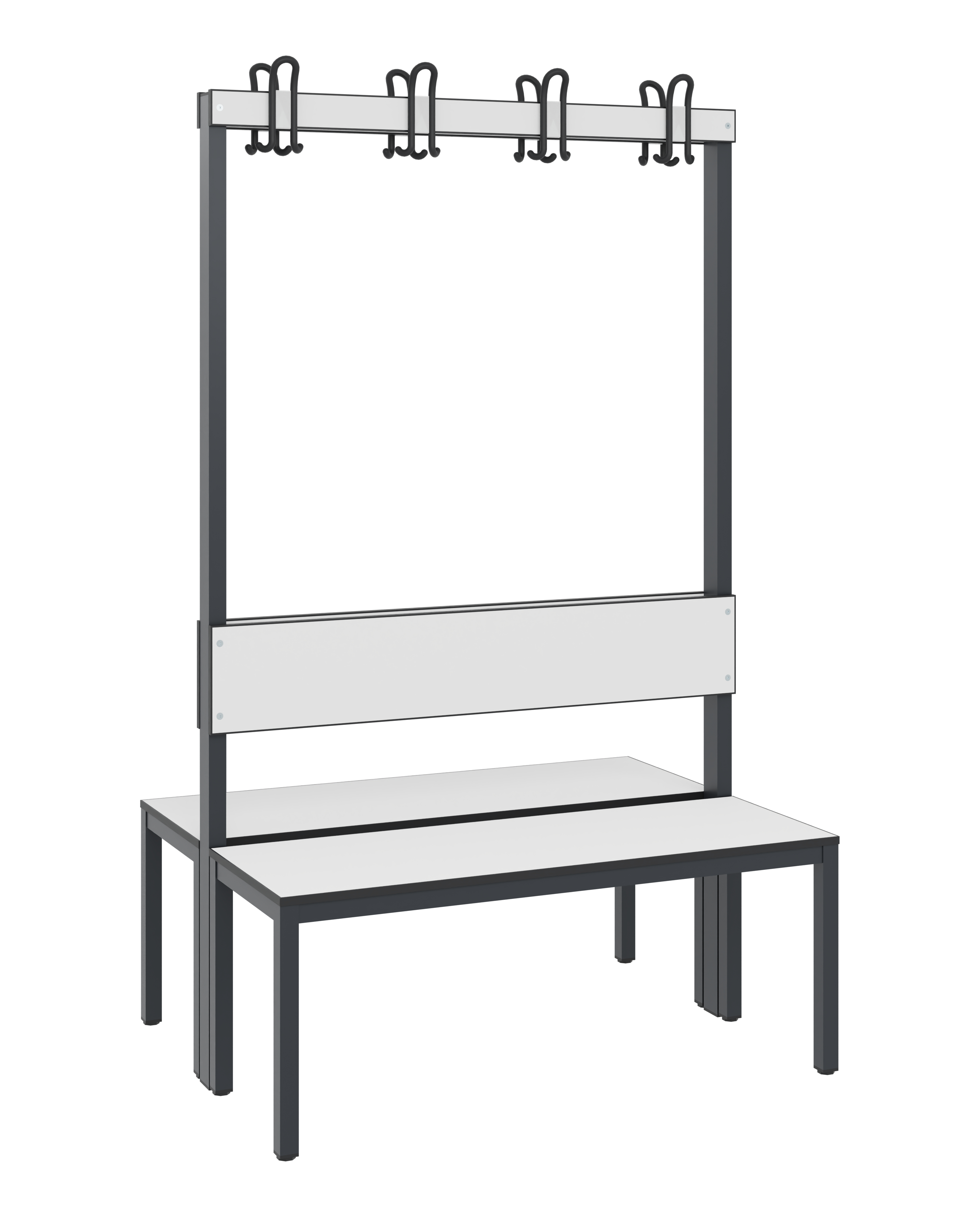 C+P Doppelseitige Garderobenbank mit Rückenlehne, Basic Plus, H1650xB1000xT760mm