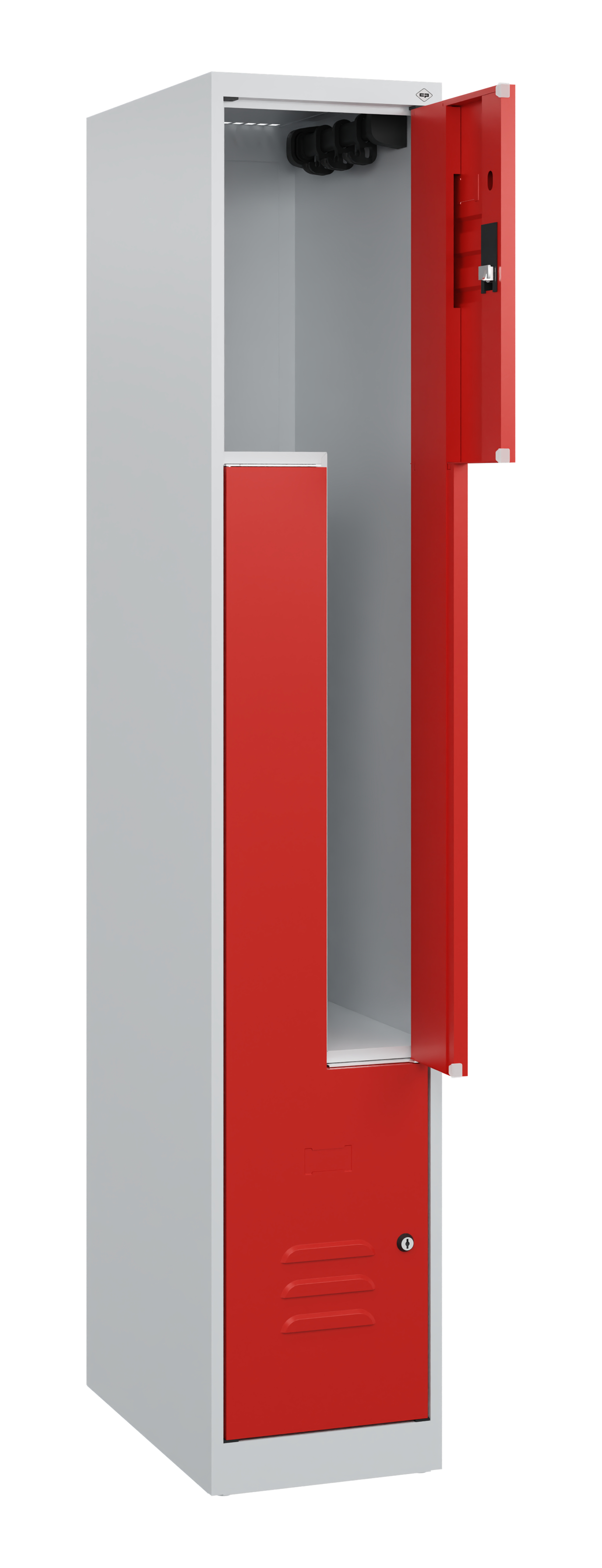 C+P Z-Spind Classic PLUS, 2 Abteile, 1700x300x500mm, 7035/3020