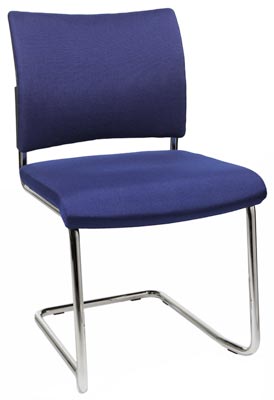 Freischwinger, Sitz-BxTxH 480x450x450 mm, Gesamthöhe 850 mm, Gestell verchromt, Sitz- + Rückenpolster royalblau, VE 2 Stück