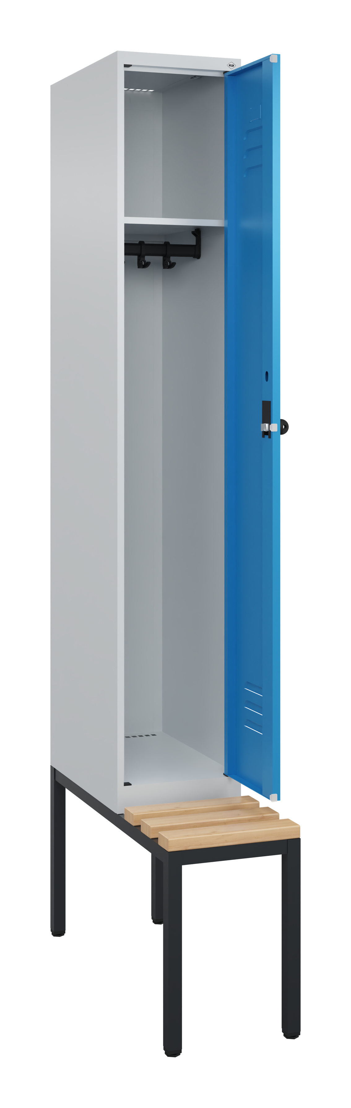 C+P Spind Classic PLUS, Bank, 1 Abteil, 2120x300x815mm, 7035/5012