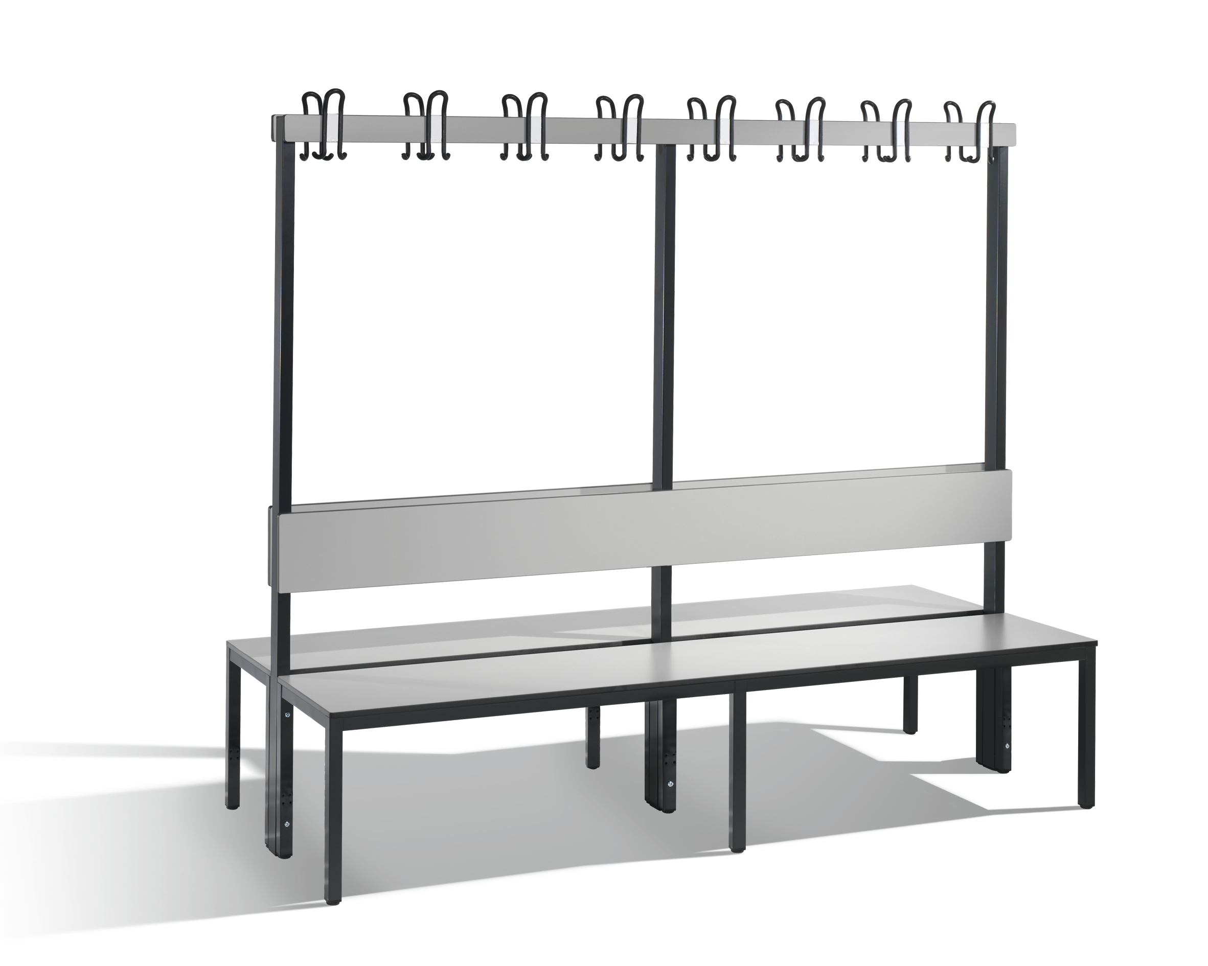 C+P Doppelseitige Garderobenbank mit Rückenlehne, Basic Plus, H1650xB1960xT760mm