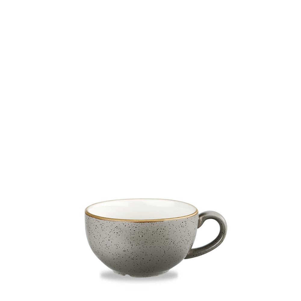 Churchill Super Vitrified Stonecast Peppercorn Cappuccino Tasse 34Cl, 12 Stück, Pfeffergries Rund