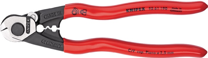 Drahtseilschere L.190mm pol.Ku.-Überzug KNIPEX