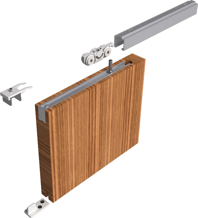 HELM Schiebetürsystem 2100 mm Edelstahl-Effekt