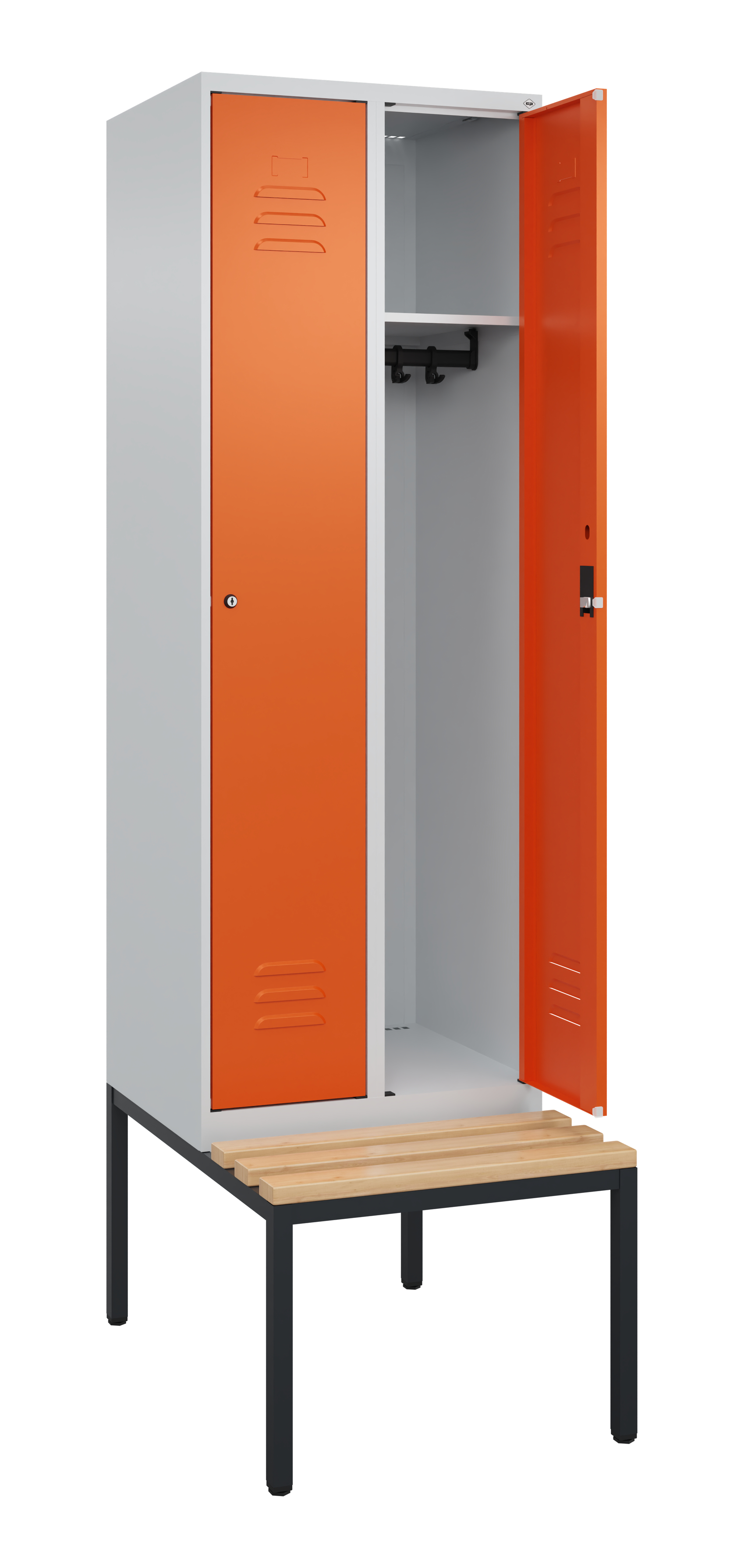 C+P Spind Classic PLUS, Bank, 2 Abteile, 2120x600x815mm, 7035/2004