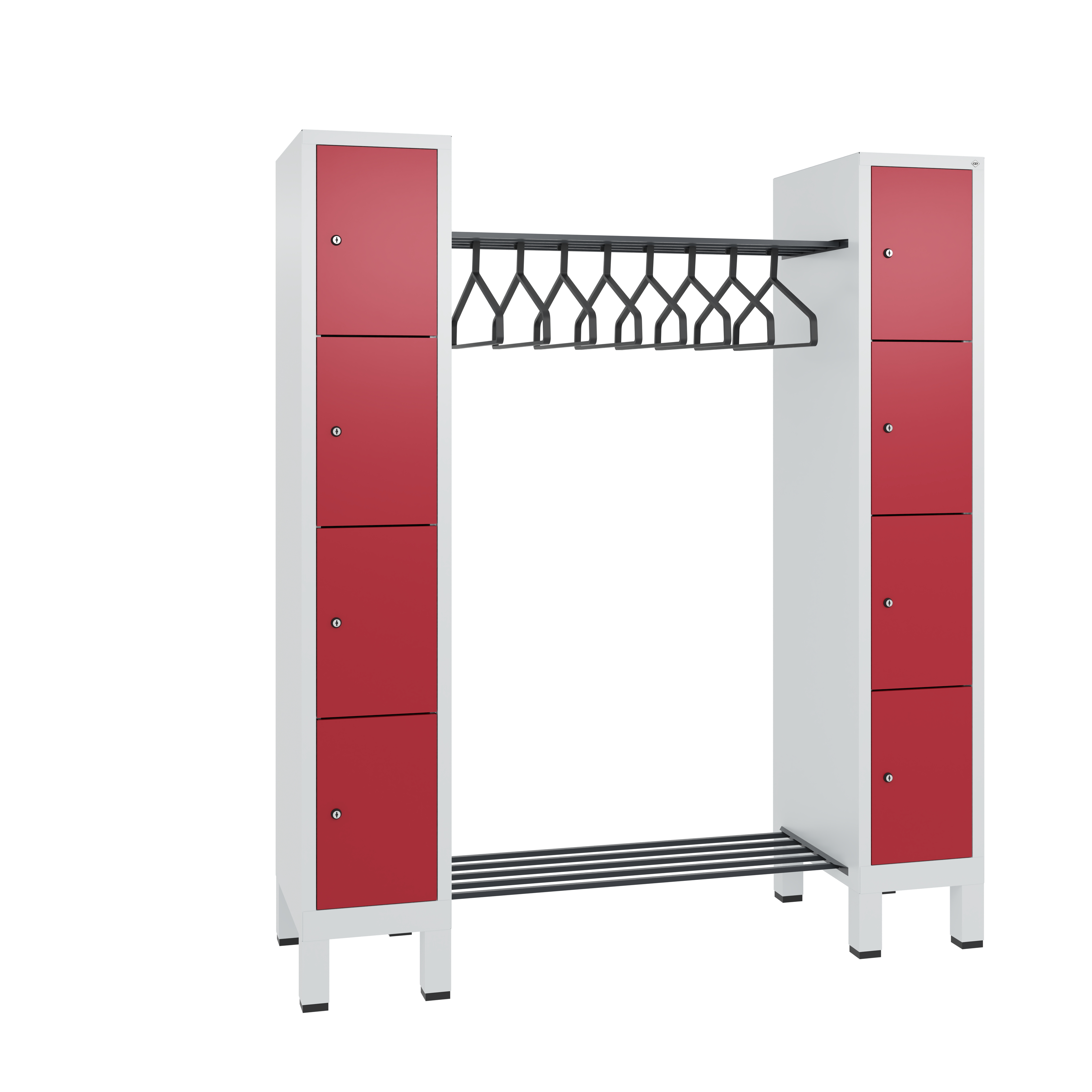 C+P Offene Garderobe Evolo, H1850xB1591xT500mm, 7035/3003