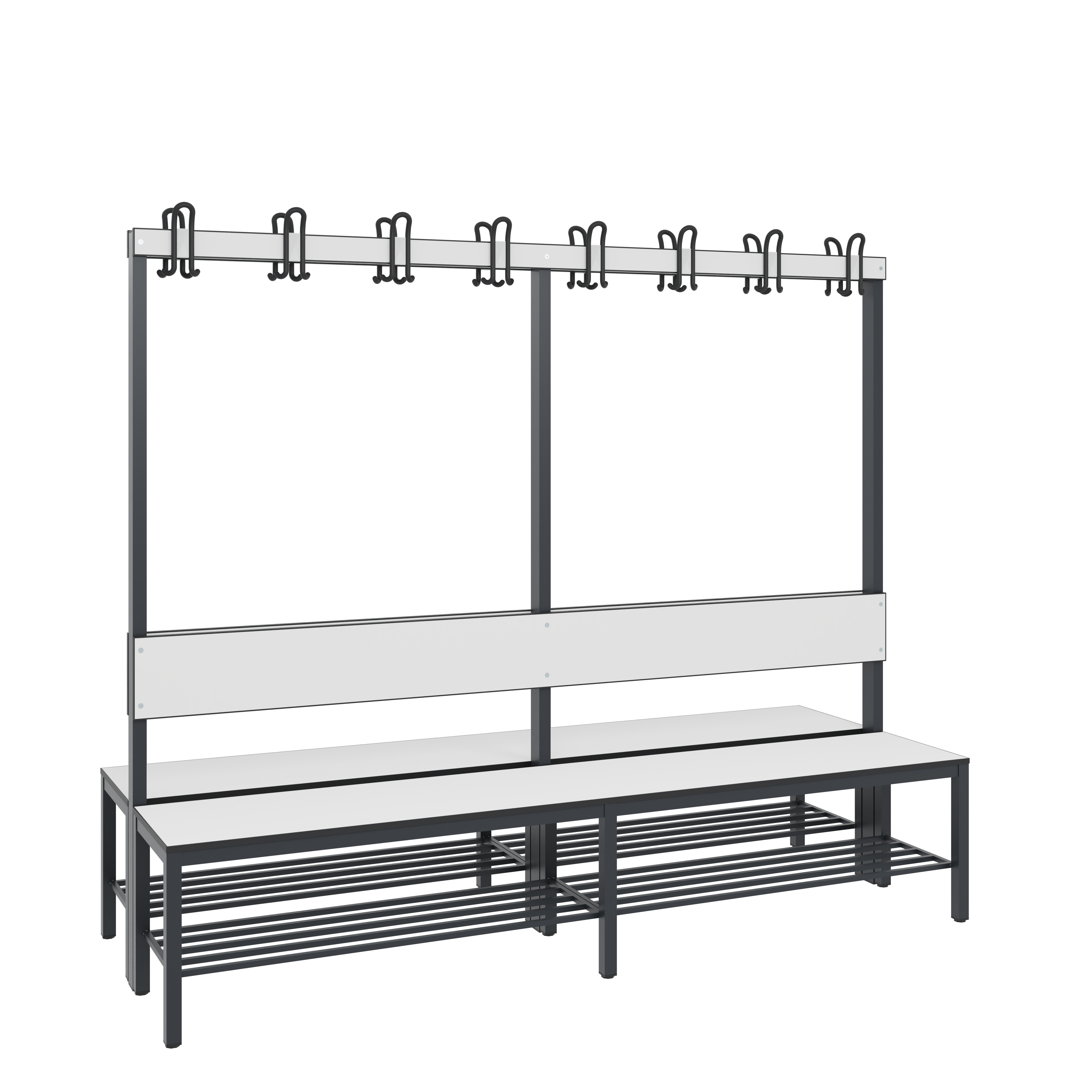 C+P Doppelseitige Garderobenbank mit Rückenlehne, Basic Plus, H1650xB1960xT760mm