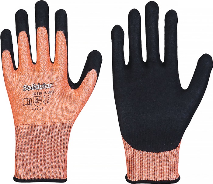 Schnittschutzhandschuhe Solidstar 1683 Gr.9 orange/schwarz EN 388 PSA II 12 PA