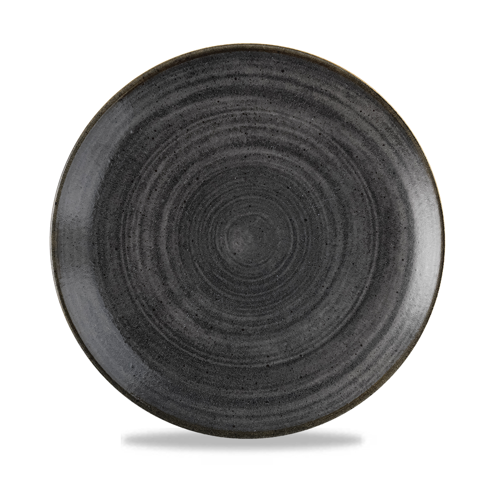 Churchill Super Vitrified Stonecast Raw Black Flach Coup Teller 26cm, 12 Stück