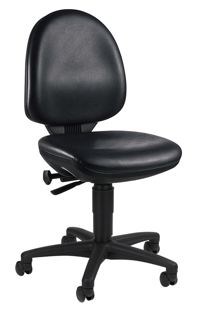 Arbeitsstuhl, Kunststleder, mit Rollen, SitzbreitexSitztiefe 460x440 mm, Sitz Höhe 420-550 mm