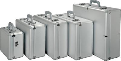 Multifunktions-Koffer, Aluminium, BxTxH 460x140x365 mm, Schaumstoffeinlage, silber