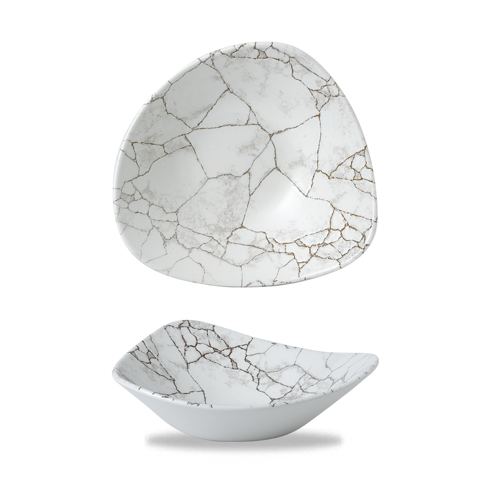 Churchill Super Vitrified Studio Prints Kintsugi Dreieckige Schale 25,5 cm 60 cl, 12 Stück, Agate Grau