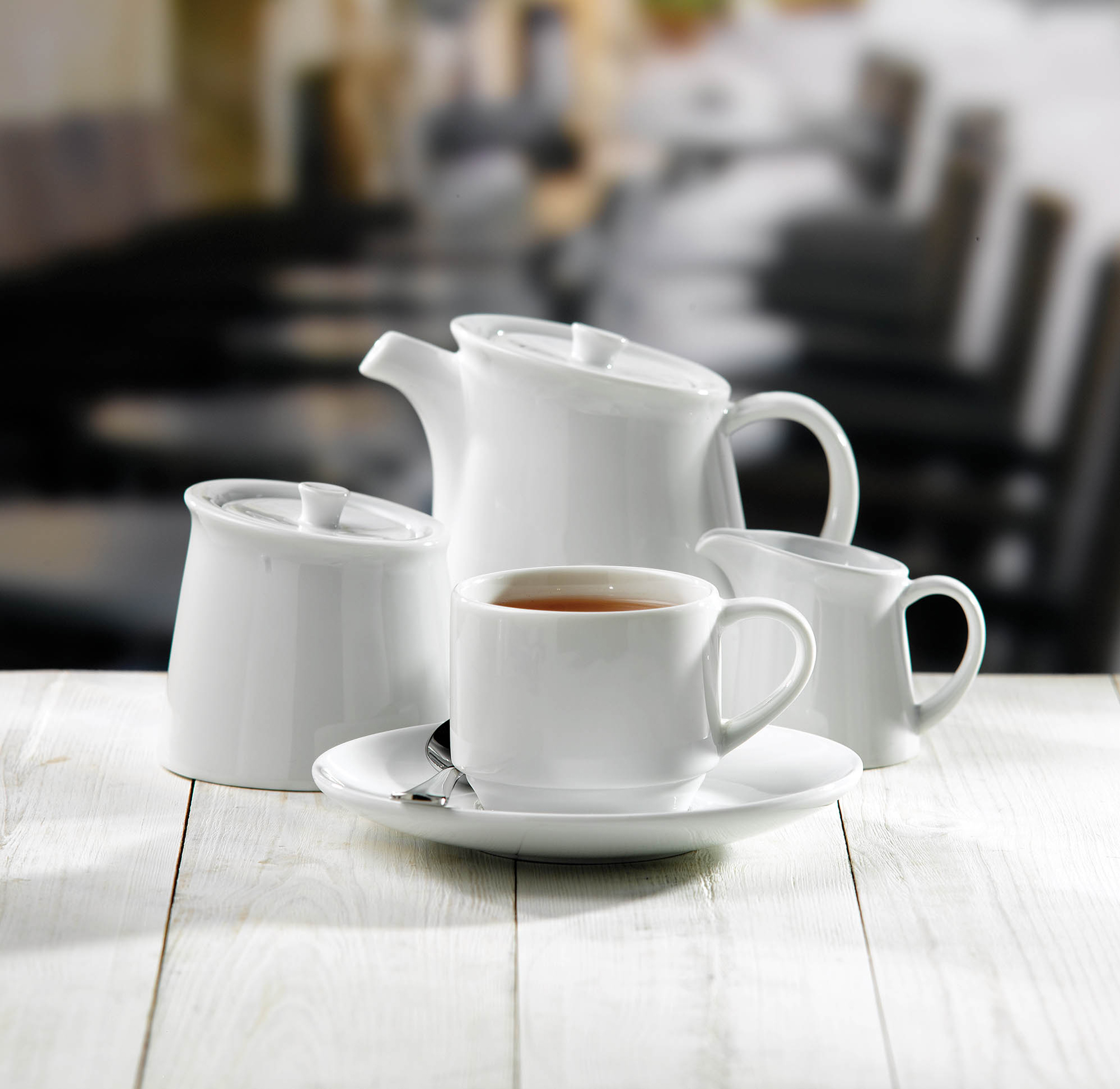 Churchill Art De Cuisine Menu Beverage Porzellan Kaffee-/Teetasse stapelbar 23Cl, 6 Stück, weiß, rund