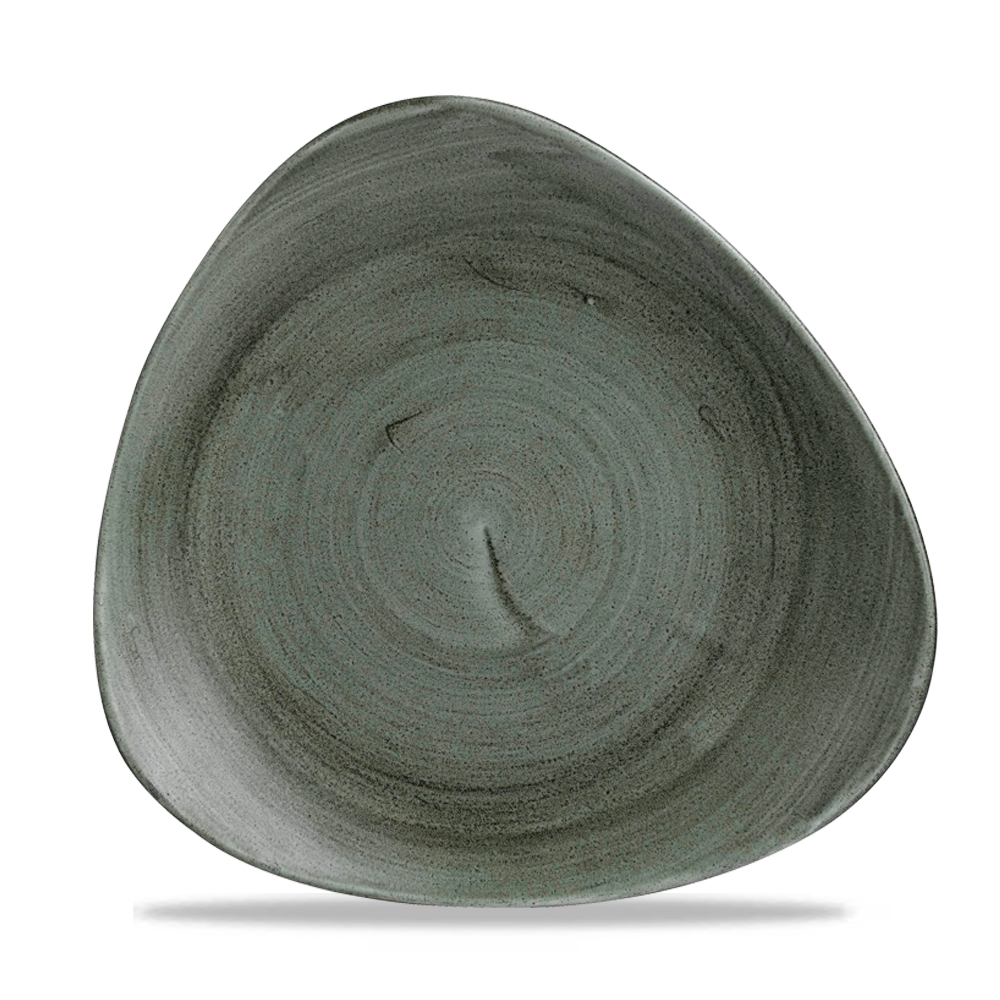 Churchill Super Vitrified Stonecast Patina Burnished Green Dreiecksteller, 26 cm, 12 Stück