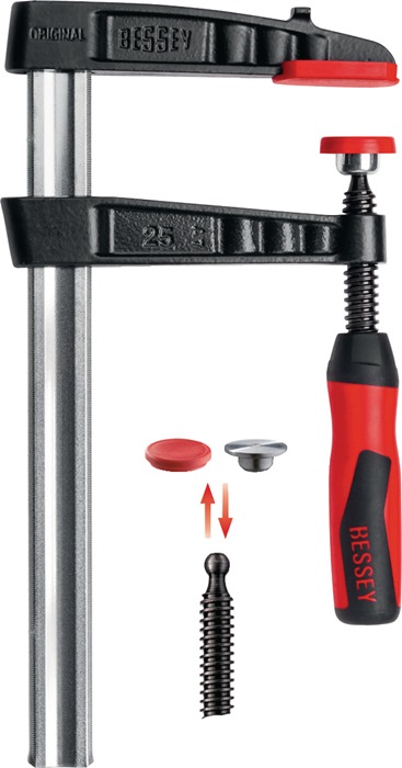 Temperguss-Schraubzwinge TG-2K Spann-W.1000mm A.175mm 2K-Griff 32x10mm BESSEY