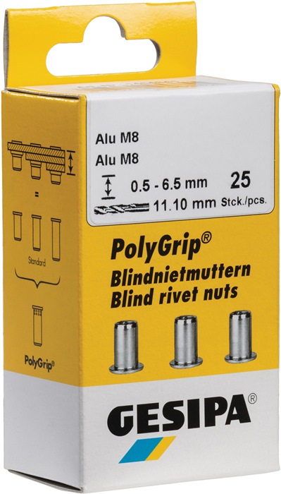Blindnietmutter PolyGrip® Nietschaft dxl 11x20mm M8 STA 25 St.GESIPA