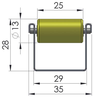 Röllchen-U-Leisten, Profil 26x29x26 mm, verzinkt, Kunststoffrolle Durchm. 13 mm, Traglast 6 kg/Rolle, Achsabstand 33 mm