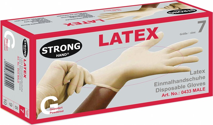 Einw.-Handsch.Male Gr.XL(10) hellbeige Latex EN 420 PSA I 100 St./Box STRONGHAND