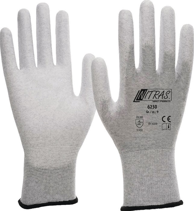 Handschuhe 6230 Gr.9 grau/weiß EN 388,EN 16350 PSA II 12 NITRAS