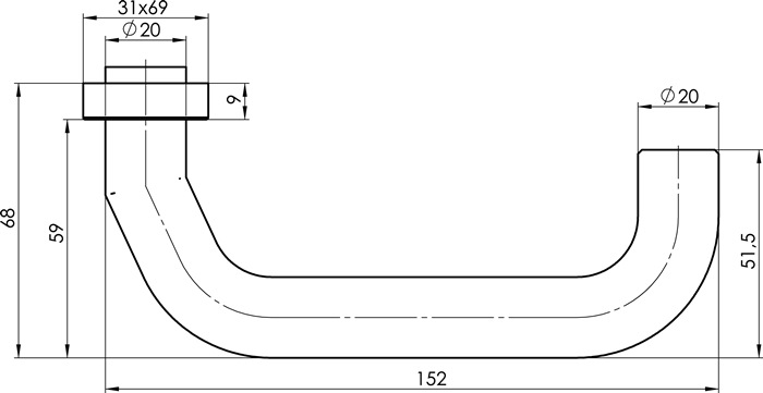 Feuerschutzdrückerlochteil 8100V FS/6621 ER VA F1 schräg 4-KT.9mm