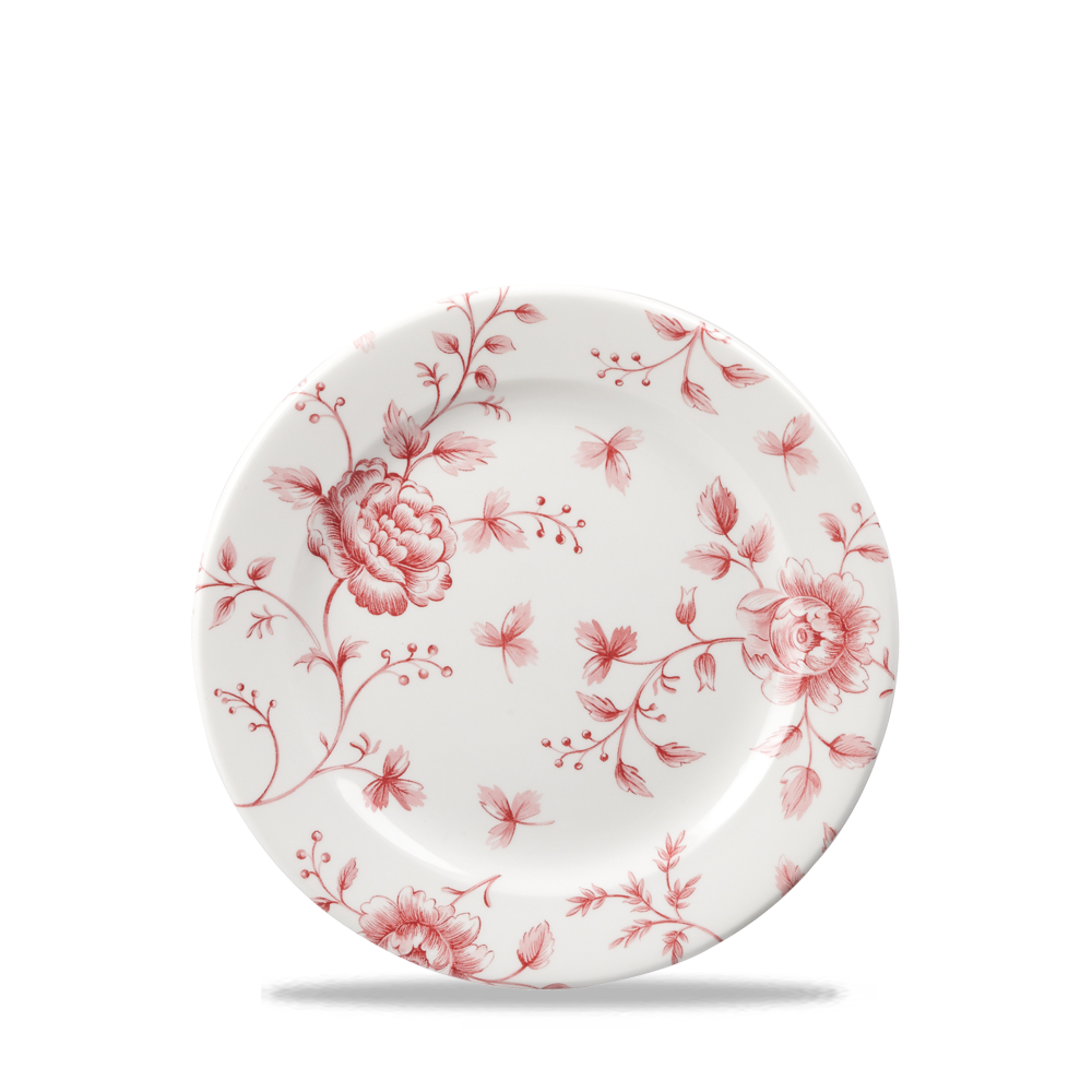 Churchill Super Vitrified Vintage Prints Cranberry Rose Chintz Flache Teller 17cm, 6 Stück