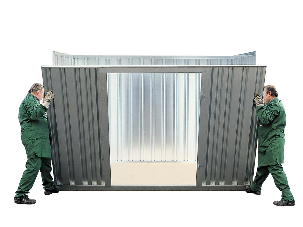 Materialcontainer, verzinkt, mit Holzfußboden, zerlegt, BxTxH 2100x2170x2150 mm