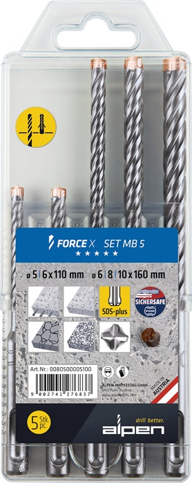 Hammerbohrersatz Force X 5-tlg.SDS-plus