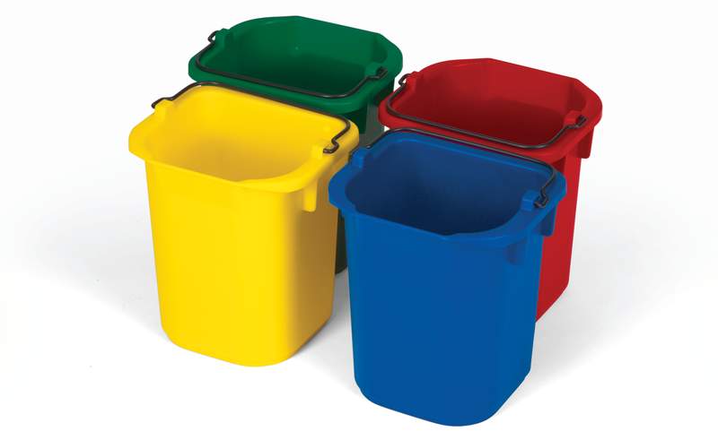 Rubbermaid 4er-Pack aus 4,7-Liter-Desinfektionseimern – blau, rot, gelb, grün