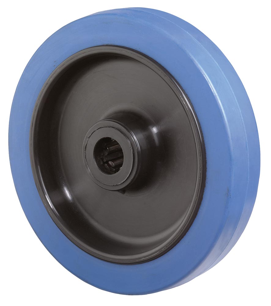 Transportgeräte-Rad, Elastik-Vollgummi blau, Durchm. 100 mm, Traglast 140 kg, Rollenlager