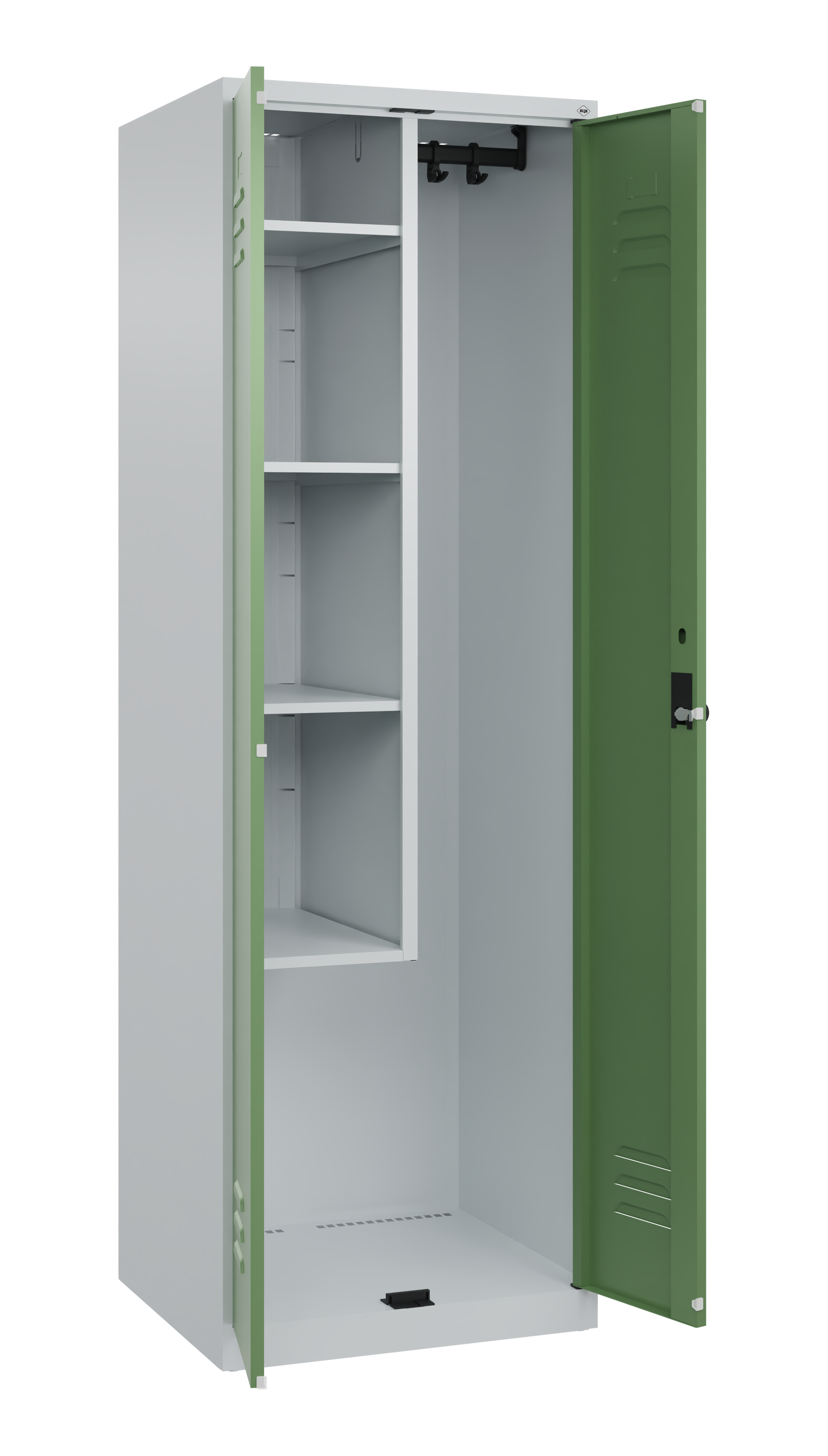 C+P Putzmittel-Spind Classic PLUS, 2 Abteile, 1850x600x500mm, 7035/6011