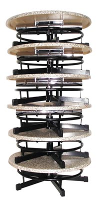 Bistro-Set, bestehend aus 6 Bistro-/Stehtischen mit Werzalitplatte, Durchm.xH 720x720-1140 mm, und 1 Rollbehälter