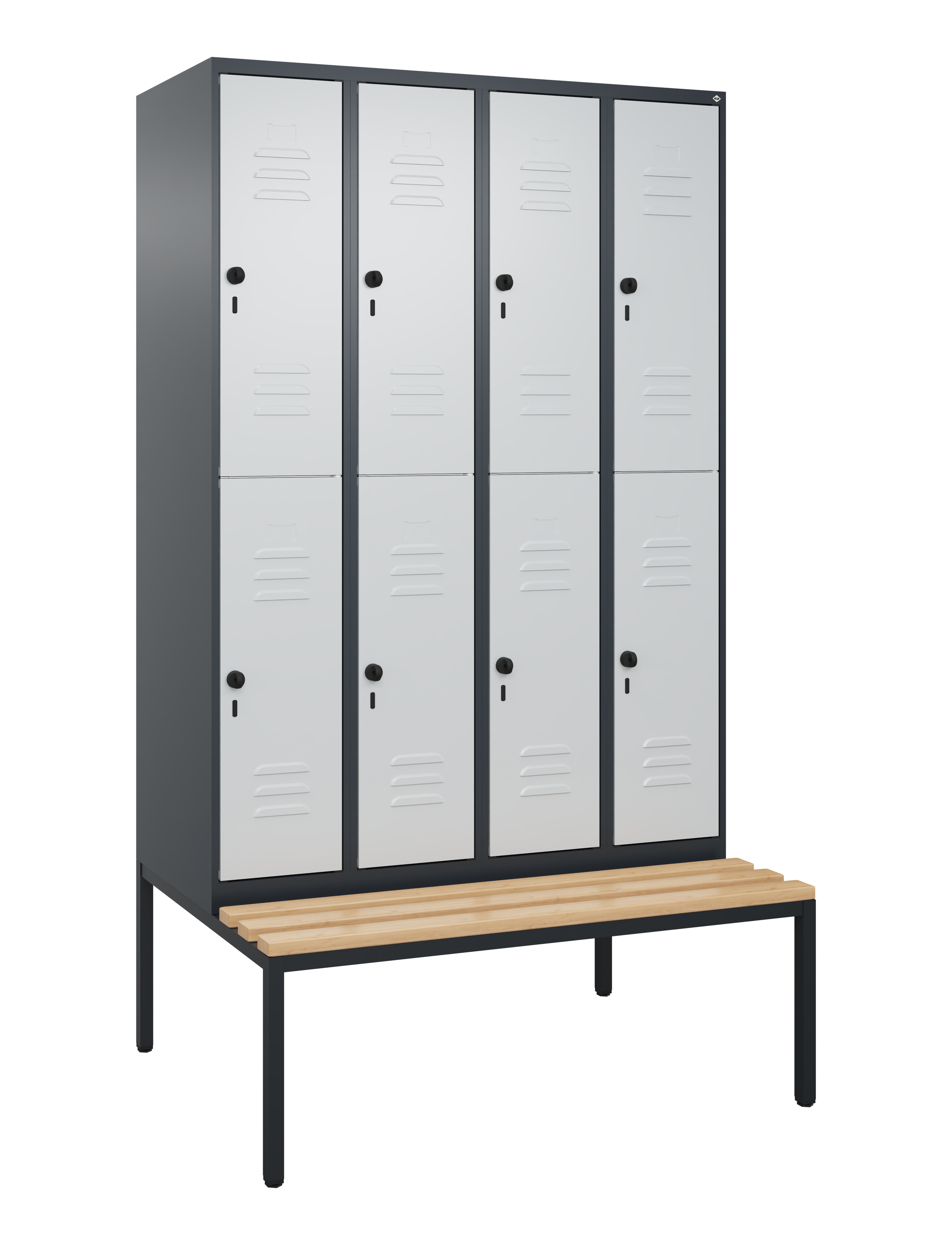 C+P Doppelstock-Spind Classic PLUS, Bank, 4 Abteile, 2120x1200x815mm, 7016/7035