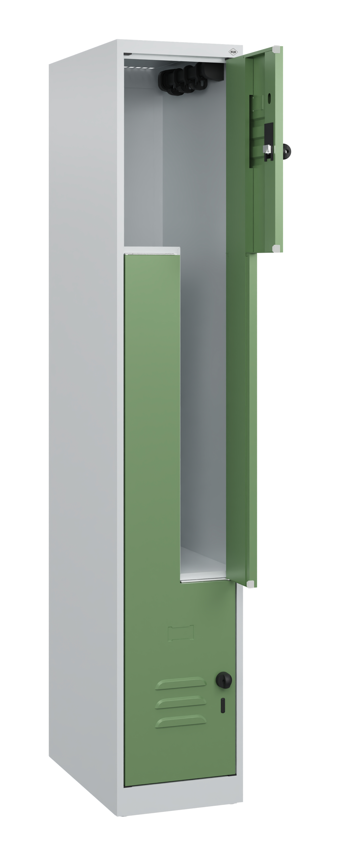 C+P Z-Spind Classic PLUS, 2 Abteile, 1700x300x500mm, 7035/6011