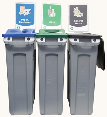 Abfallbehälter, PE, Vol. 60 l, BxTxH 280x510x630 mm, mit Griffen, Farbe blau