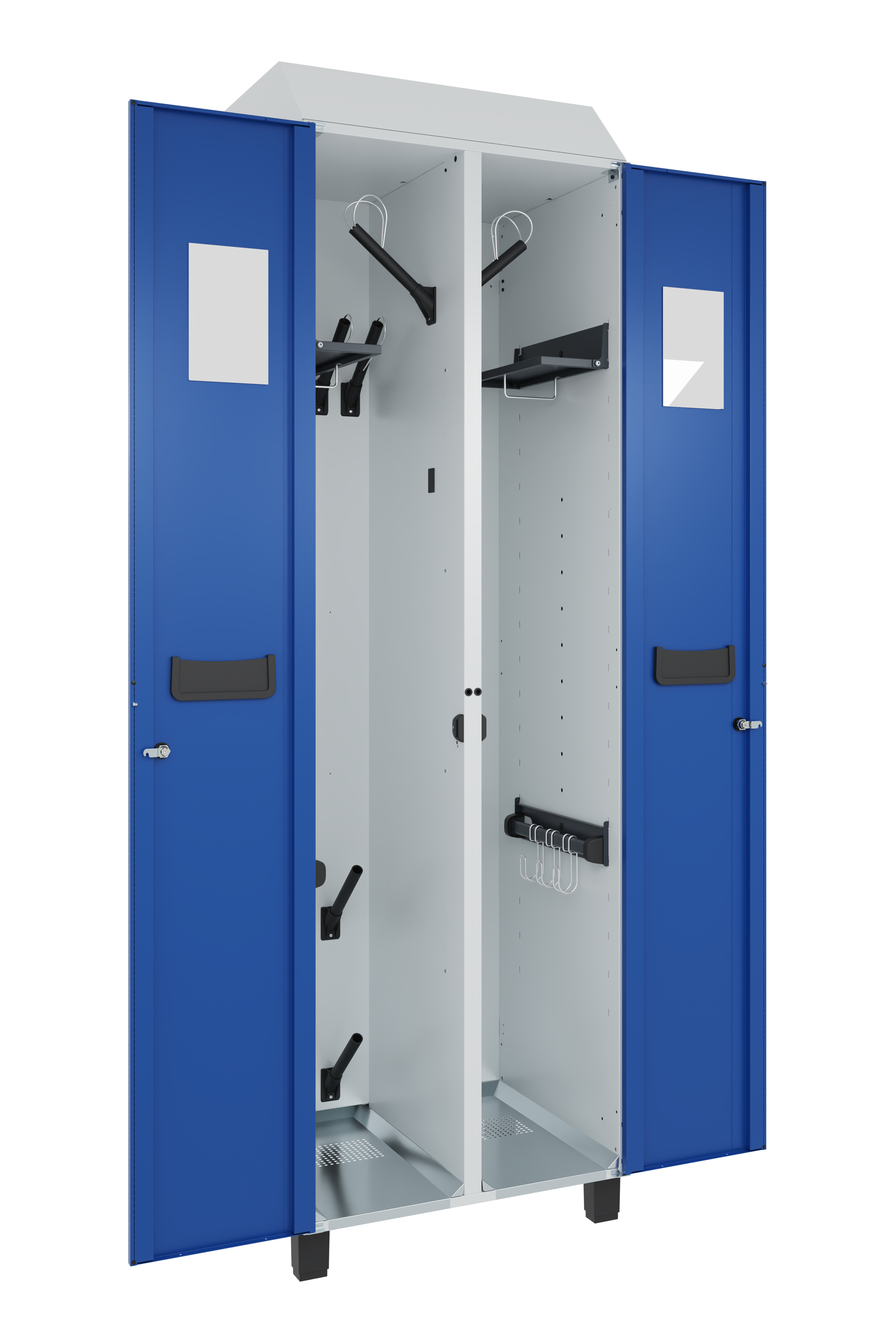 C+P Stahl-Garderobenschrank Prefino, 7035/5010, 7035/5010