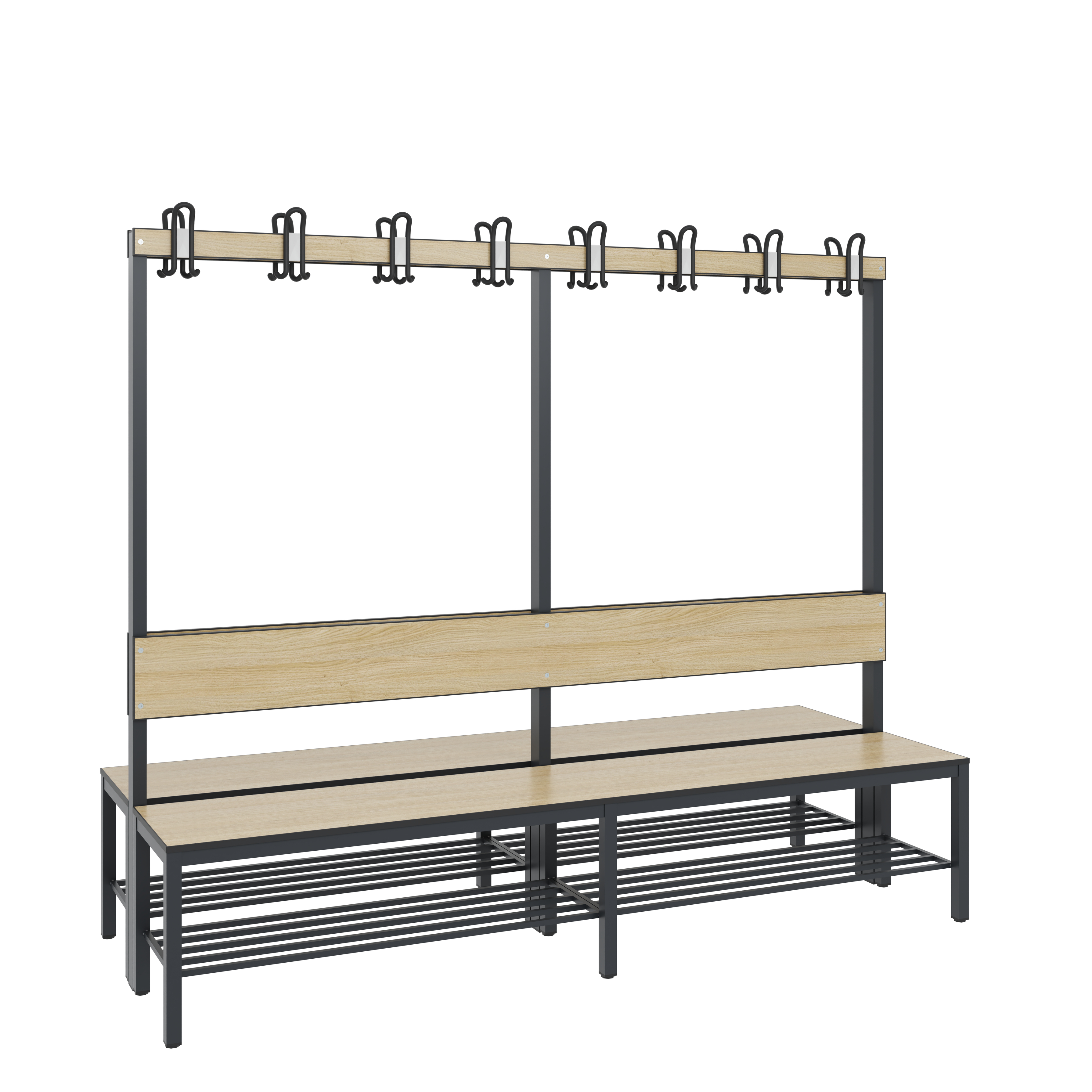 C+P Doppelseitige Garderobenbank mit Rückenlehne, Basic Plus, H1650xB1960xT760mm