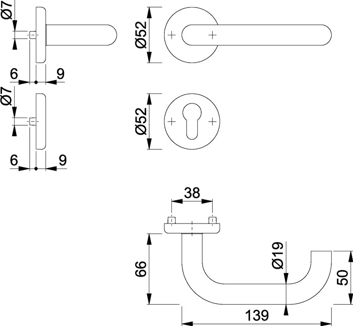 Rosettengrt.Baden E1388Z/17KV/17KVS VA F69 rd.PZ DIN L/R D/D HOPPE