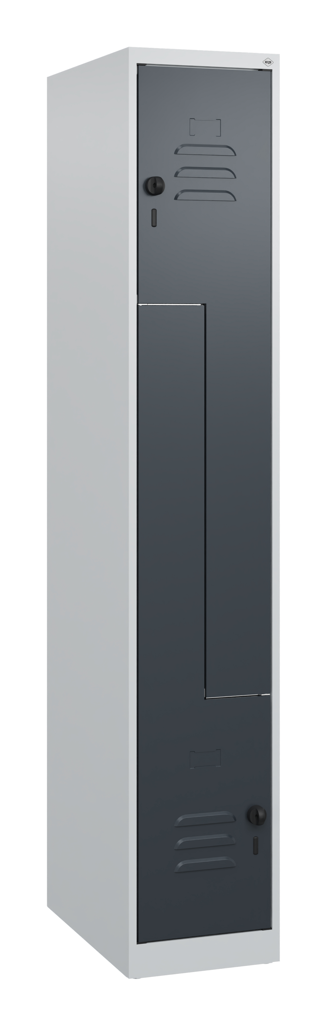 C+P Z-Spind Classic PLUS, 2 Abteile, 1700x300x500mm, 7035/7016