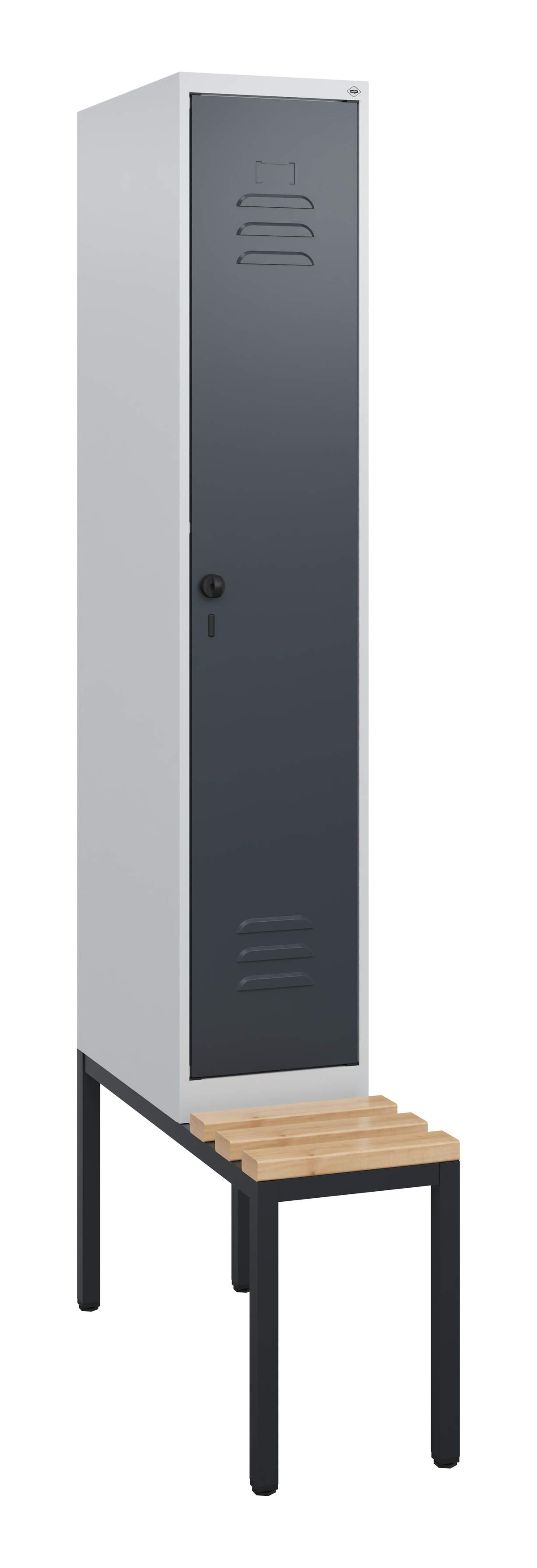 C+P Spind Classic PLUS, Bank, 1 Abteil, 1950x300x815mm, 7035/7016