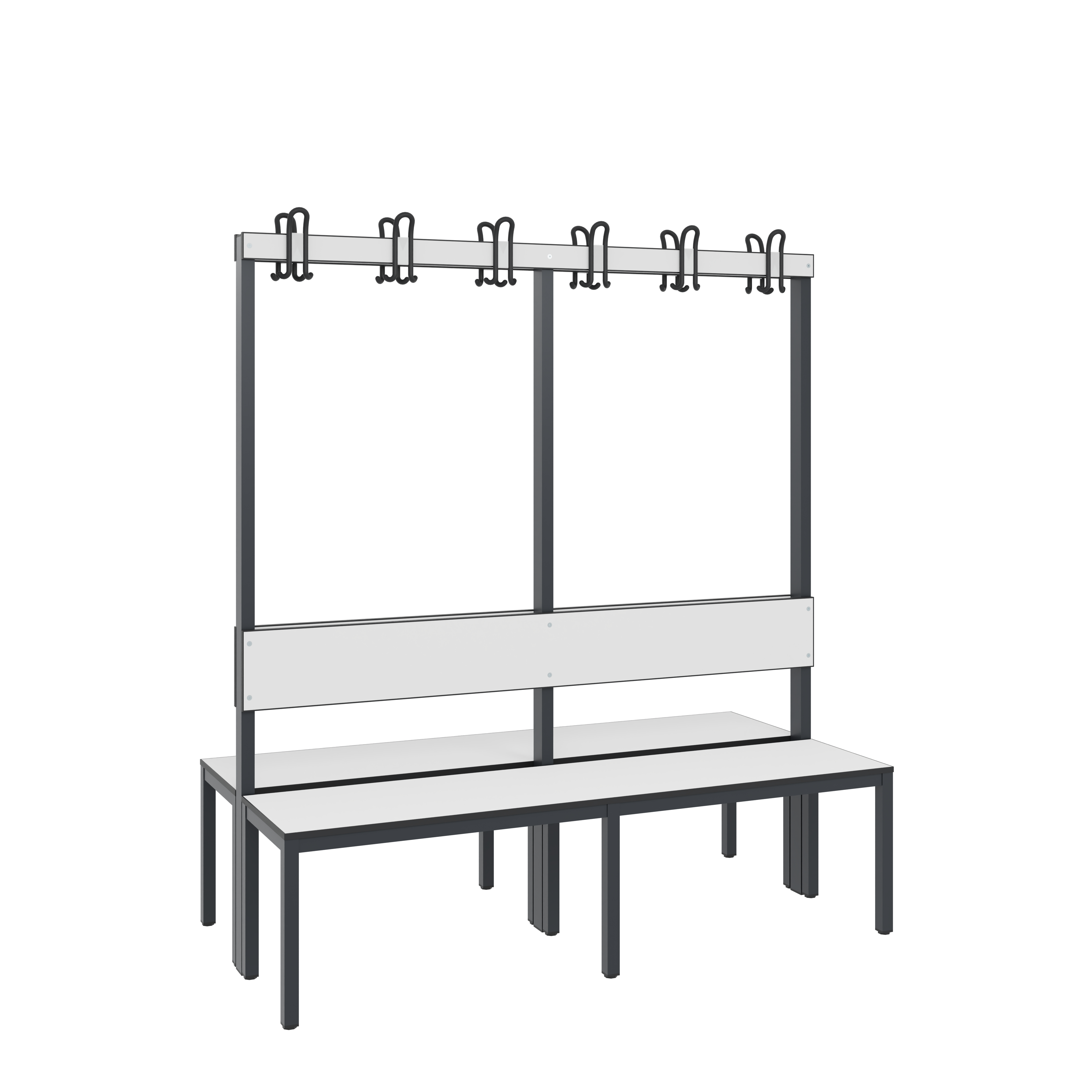 C+P Doppelseitige Garderobenbank mit Rückenlehne, Basic Plus, H1650xB1500xT760mm