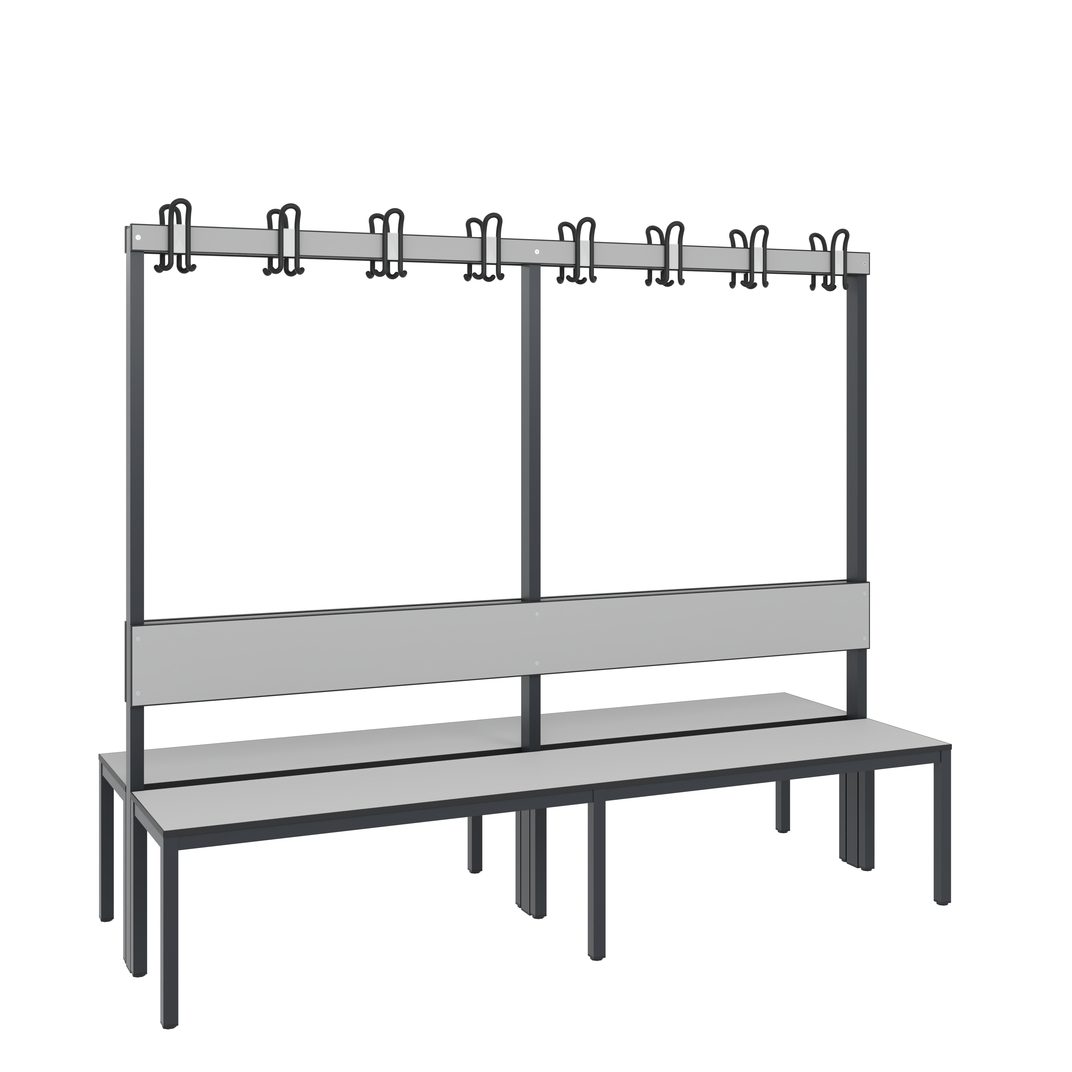C+P Doppelseitige Garderobenbank mit Rückenlehne, Basic Plus, H1650xB1960xT760mm